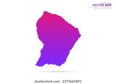 Abstract Light Purple, Pink gradient of French Guiana map on white background vector.