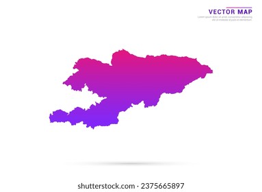 Resumen Púrpura claro, gradiente rosado de Kirguistán mapa sobre el vector de fondo blanco.
