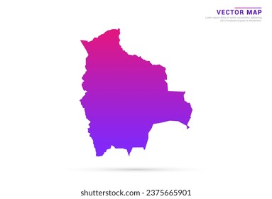 Abstract Light Purple, Pink gradient of Bolivia map on white background vector.