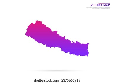 Abstract Light Purple, Pink gradient of Nepal map on white background vector.