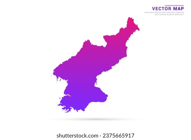 Abstract Light Purple, Pink gradient of North Korea map on white background vector.