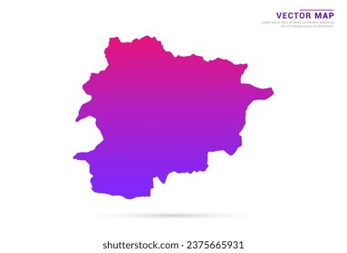 Abstract Light Purple, Pink gradient of Andorra map on white background vector.