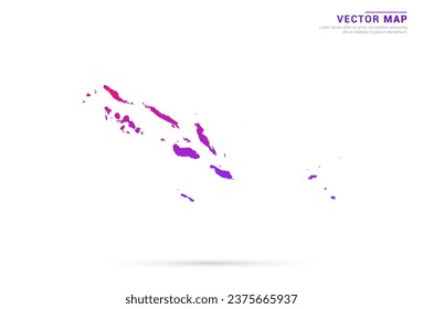 Resumen Púrpura claro, gradiente rosado de la isla Salomón mapa sobre el vector de fondo blanco.