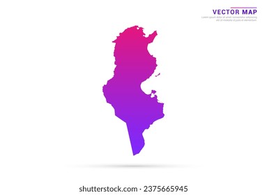 Abstract Light Purple, Pink gradient of Tunisia map on white background vector.
