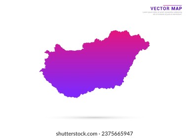 Abstract Light Purple, Pink gradient of Hungary map on white background vector.