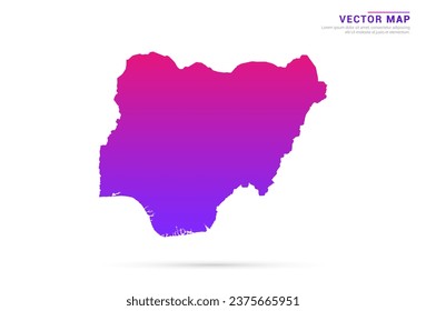Abstract Light Purple, Pink gradient of Nigeria map on white background vector.
