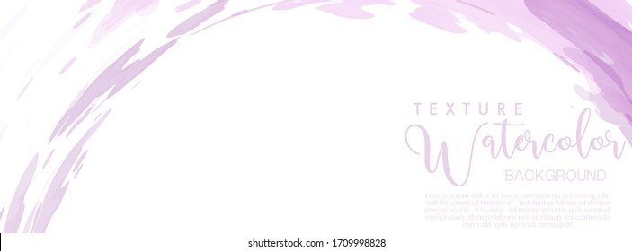 Abstract light purple surface of watercolor texture for banner background. Stain artistic vector used as being an element in the decorative design of header, brochure, poster, card, cover or banner.