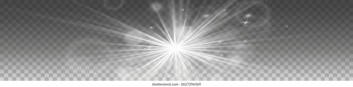 Abstract light radiance — optical starburst and luminous energy with warm glow and diffused light for use as transparent background or magical lighting overlay

