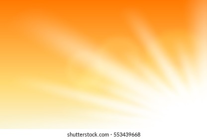 Abstract light ray at corner on summer orange color background (vector)