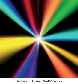 Raios de luz abstratos brilham efeito brilhante. Planos de fundo de movimento radial. Brilhante cor pisca e brilha. Ilustração vetorial.