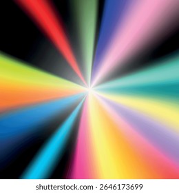 Raios de luz abstratos brilham efeito brilhante. Planos de fundo de movimento radial. Brilhante cor pisca e brilha. Ilustração vetorial.