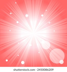 Abstract light red bright background. A bright light source glows and emits rays