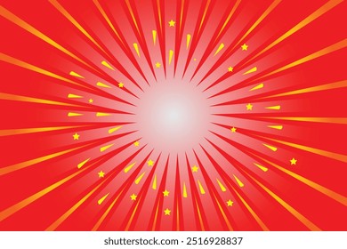 Abstract light red sun rays background.