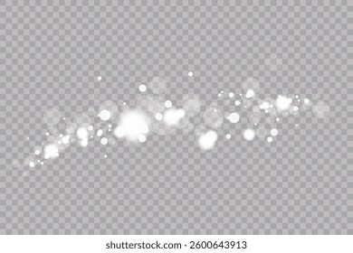 Abstract light shine blur bokeh effect on white transparent background. Vector lens flare spot light sparkles or shiny glittering glow beams for modern trendy Christmas celebration design template