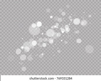 Abstrato luz brilho borrão bokeh efeito no fundo branco transparente. Lente de vetor flare ponto luz brilhos ou brilhantes brilhantes feixes de brilho para moderno modelo de design de celebração de Natal moderno