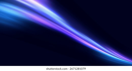Fondo de líneas brillantes de luz Abstractas. El concepto de movimiento de velocidad de la luz de la tecnología futura. Diseño futurista, moderno y de moda en Ilustración vectorial