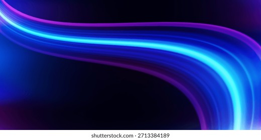 Fundo abstrato de linhas brilhantes de luz. O conceito de movimento da velocidade da luz da tecnologia futura. Futurista, padrão de tecnologia para design de banner ou cartaz.