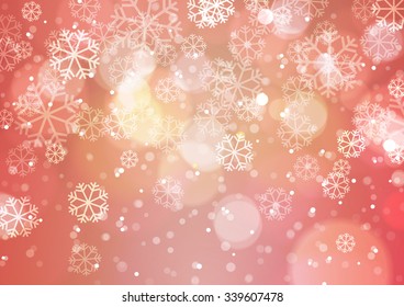 Abstract Light with Snowflakes Vintage Background, Vector Illustration