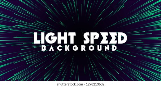 Abstract light speed background. Explosion of light. Stars and space warp. 
Colored rays in motion. Vector illustration.