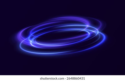 Abstract light speed lines neon rings glowing circles movement on black background vector illustration. Blue, Red , Purpure light effect. PNG.