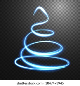 Abstract light speed motion effect, blue spiral light. Vector Illustration