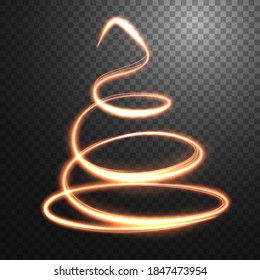 Abstract light speed motion effect, gold spiral light. Vector Illustration