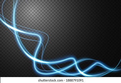 Abstract light speed motion effect, blue light trail. Vector Illustration
