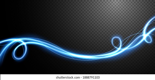 Abstract Light Speed Motion Effect, Blue Light Trail. Vector Illustration