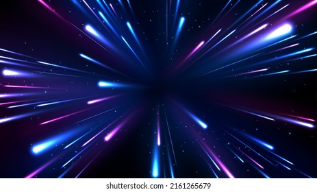 Abstract Light Speed Motion Effect, Widescreen Background. Vector Illustration
