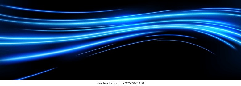 Abstract light speed motion effect, blue light line. Vector Illustration