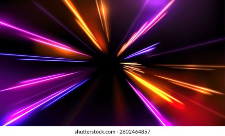 Abstract Light Speed Motion Effect, Widescreen Background, Vector Illustration