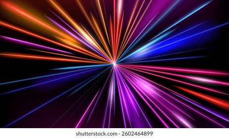 Abstract Light Speed Motion Effect, Widescreen Background, Vector Illustration