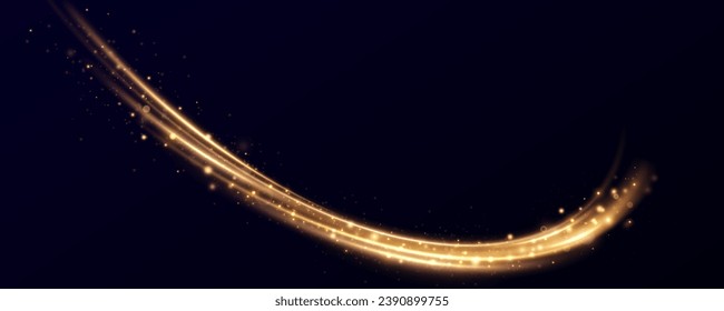 Abstract light speed motion effect.Gold color spiral glow effect.Magic shiny lin	