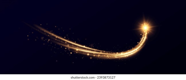 Abstract light speed motion effect.Gold color spiral glow effect.Magic shiny lin	