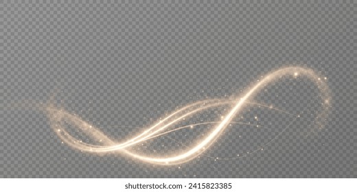 Abstract light speed motion effect.Gold color spiral glow effect.Magic shiny lin	