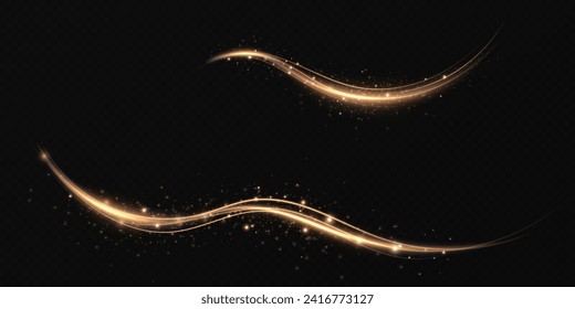 Efecto de movimiento de la velocidad de la luz abstracta.Efecto de resplandor de color dorado.Lino brillante mágico