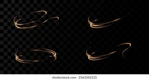 Abstract light speed motion effect.Gold color spiral glow effect.Magic shiny lin