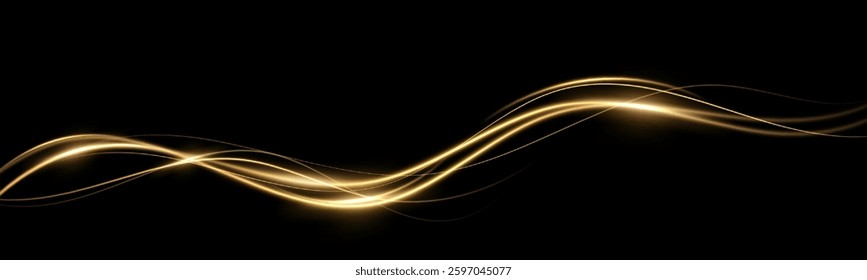 Abstract light speed motion effect.Gold color spiral glow effect.Magic shiny lin
