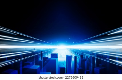 Abstract Light speed of technology digital city Hitech communication concept innovation background, vector design