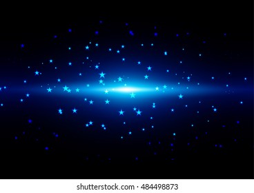 Abstract  light and star on Blue  background. illustration vector design