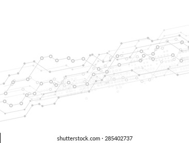 Abstract light technology background with circuit board design. Vector grey illustration