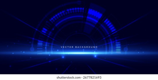 Abstract light technology blue with hi tech innovation concept on dark background. Vector illustration