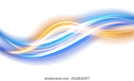 Abstract Light Trails, Isolated on White Background, Vector Illustration