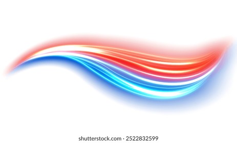 Abstract Light Trails, Isolated on White Background, Vector Illustration