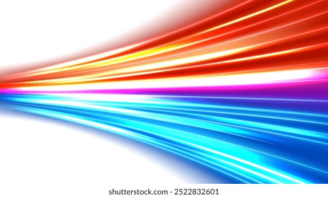 Abstract Light Trails, Isolated on White Background, Vector Illustration
