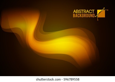 Abstract light vector background in yellow color with modulations on dark background vector illustration