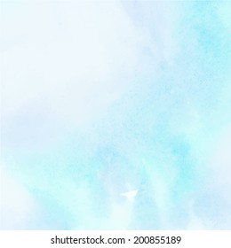 Abstract light watercolor cloud, sky and water. Vector background