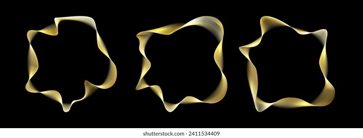Abstract light wave rings vector illustration. Luxury lines orbiting design. Music circle simple graphic pattern. Audio sound technology circular shapes 3d.