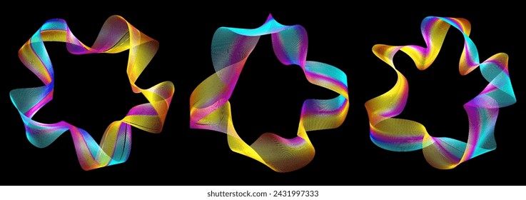 Abstract light wave rings vector illustration. Luxury lines orbiting design. Music circle simple graphic pattern. Audio sound technology circular shapes 3d.