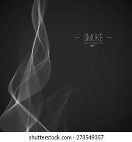Abstract light white and gray wave. Vector isolated transparent curly smoky element for your design. Wave color is easy to change.